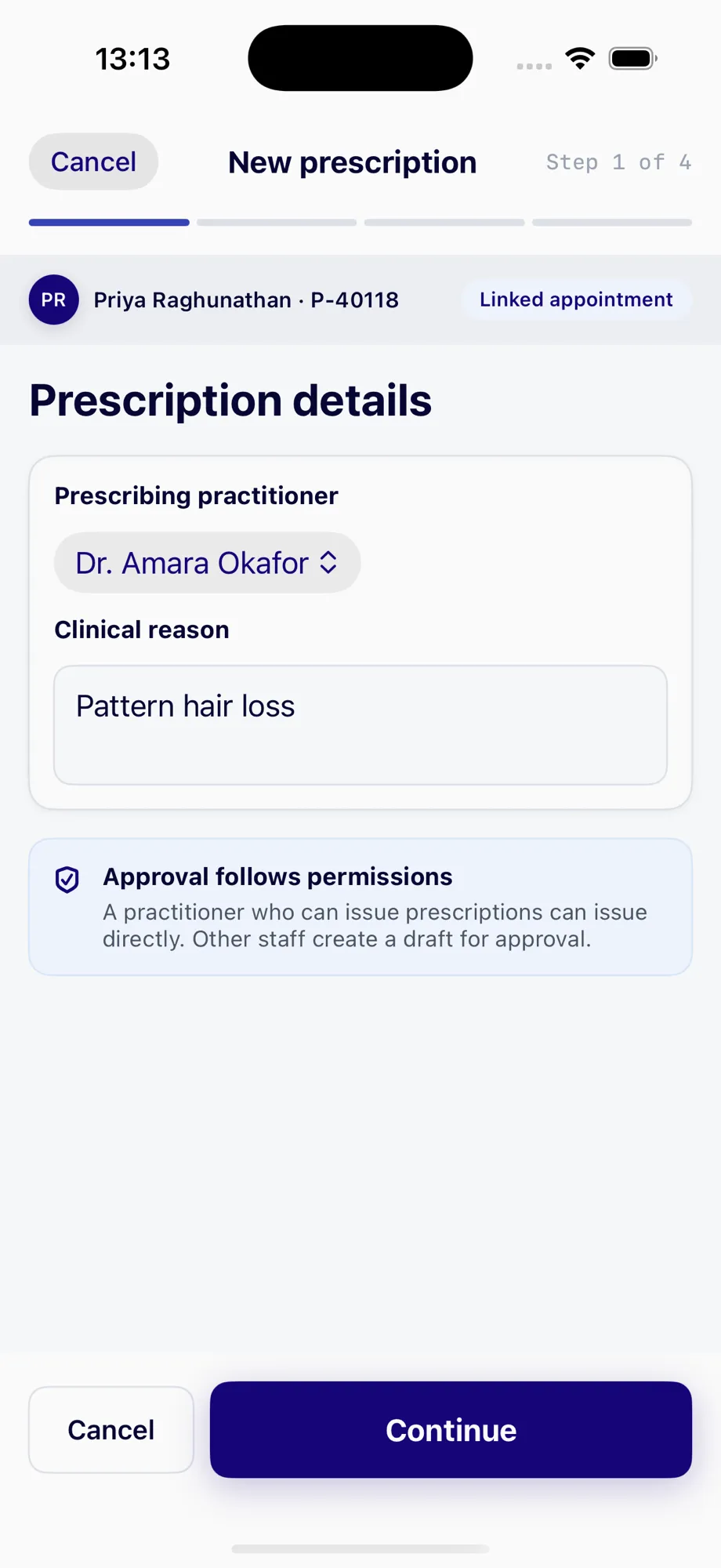 nuemed runit prescription builder connected to a patient record