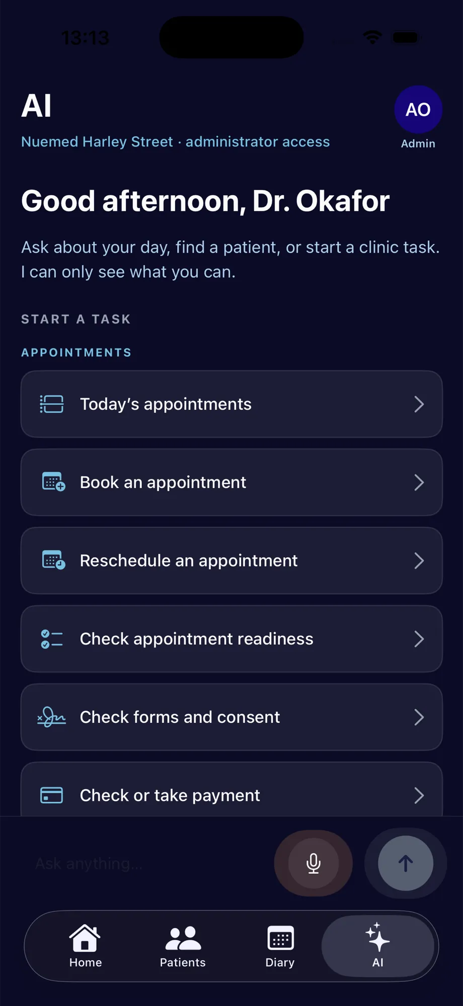 nuemed runit AI task home on iPhone