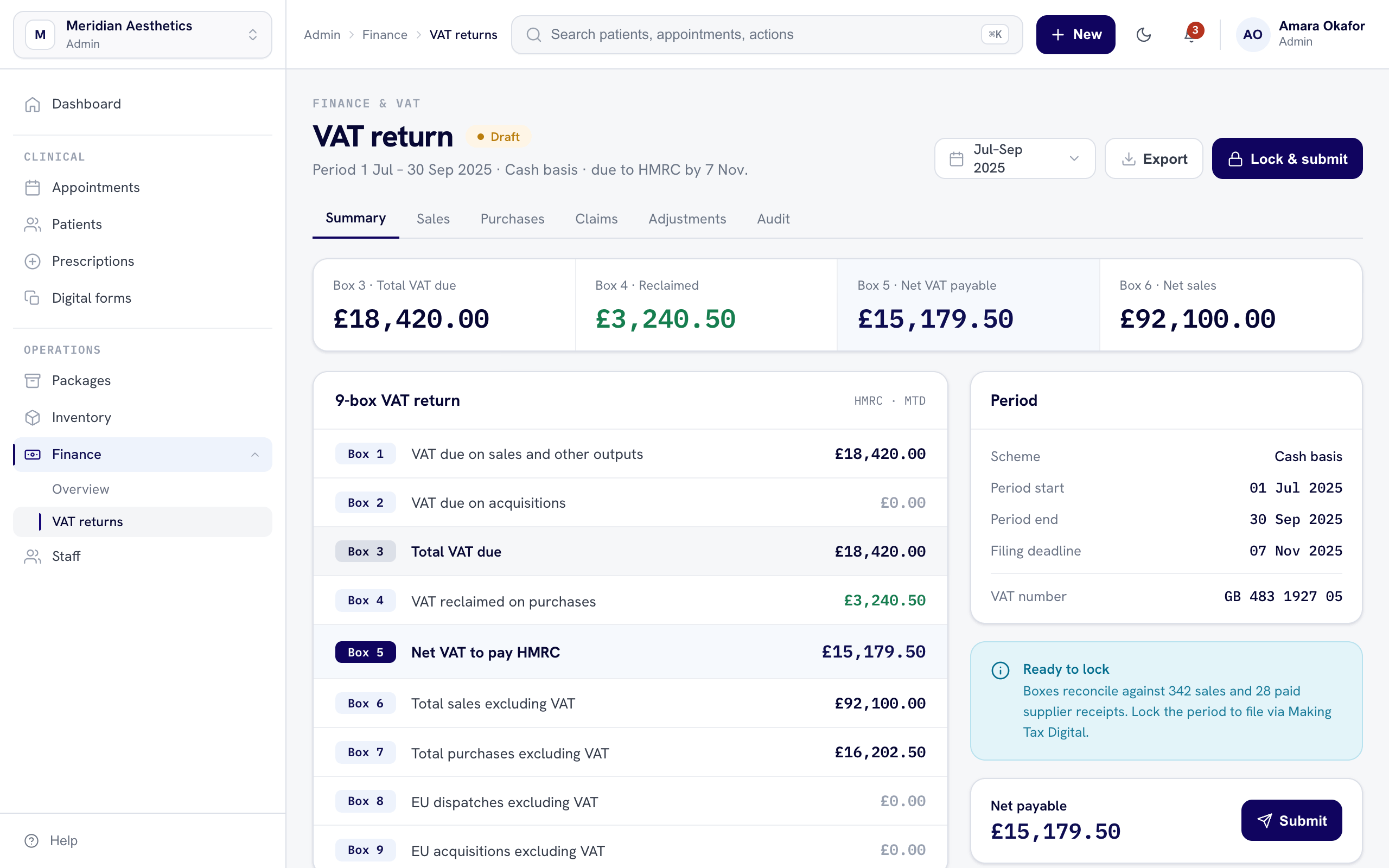 Direct payment and finance reporting inside nuemed